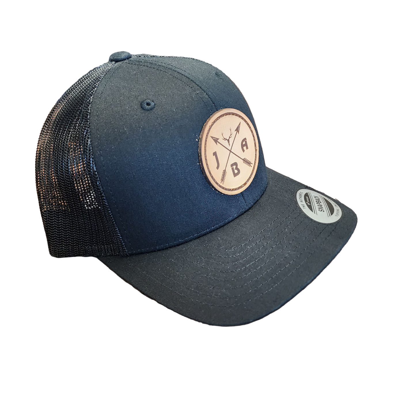 JBA - Casquette Snapback avec logo circulaire - Visière incurvée - Noir